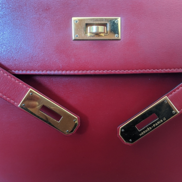 Hermes Rouge H Kelly 32, Sellier Box Leather - Picture 3 of 15